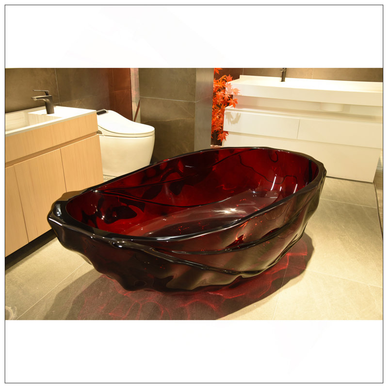 67 Inch Freestanding Solid Surface Soaking Bathtub