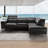Valencia Pista Leather Reclining Sectional Sofa - Italian Nappa 11000 Top Grain Leather Couch- Power Reclining Seat With Leggett - Adjustable Headrests-106892702-106458973