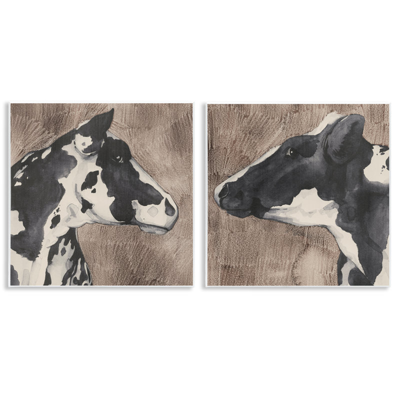 «Holstein Cow Portrait Profile», ensemble de 2 plaques murales par Grace Popp