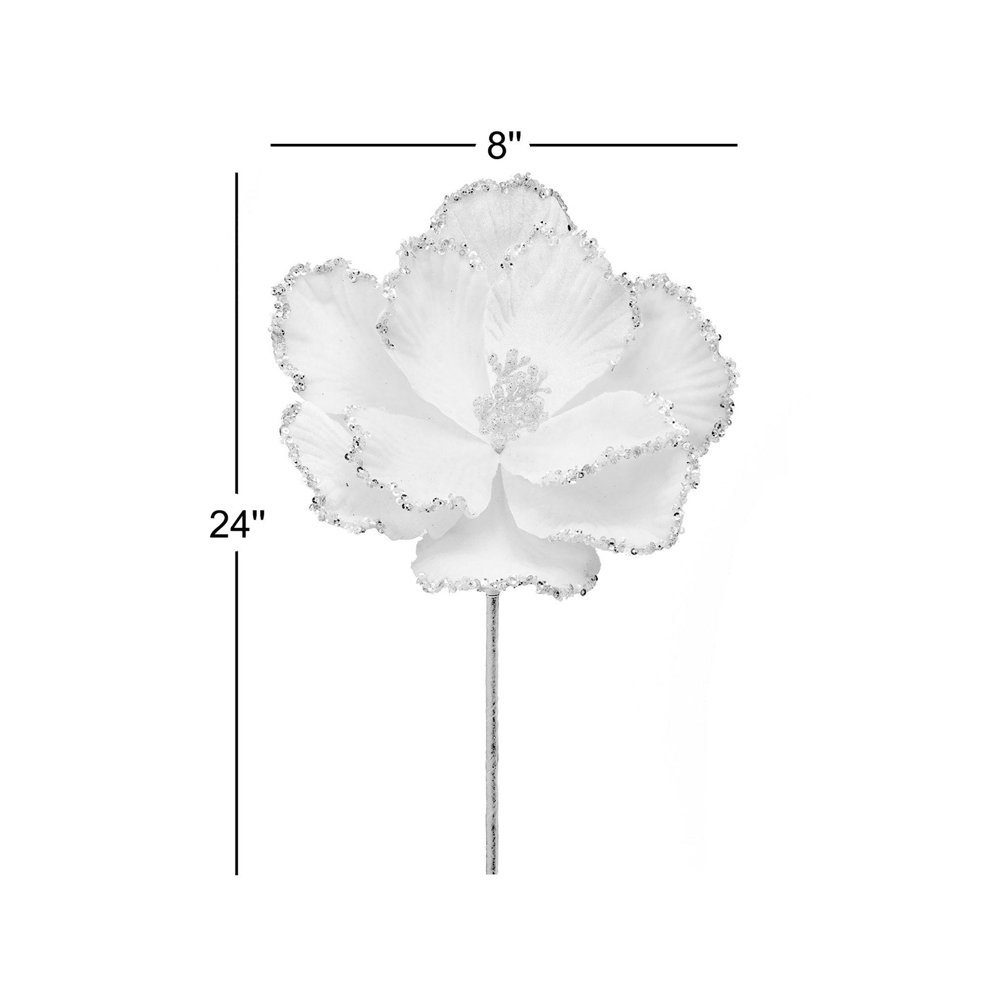 Glitter Bead Edge Magnolia Pick, Ivory