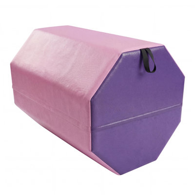 23.4 x 19.6x 19.6 Inch Octagonal Tumbling Mat In Pink And Purple, Compressed Foam Skill Builder For Gymnastics, Back Handsprings And Somersault Training