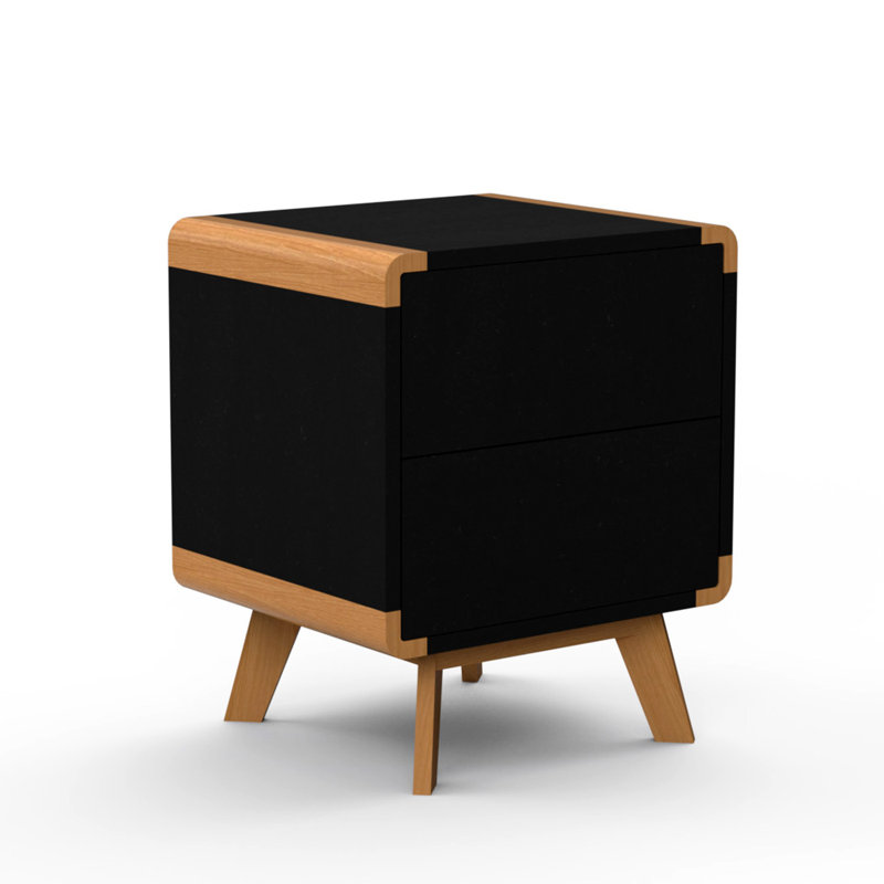 Foristell 45cm W Bedside Table, Brown, Black