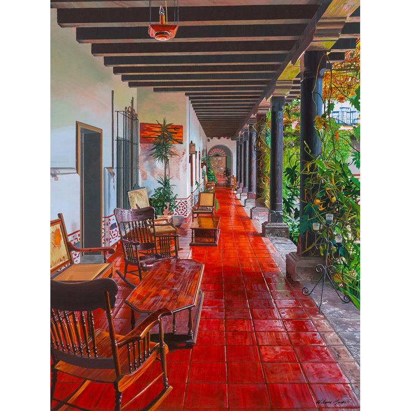 Coconut Grove Patio, estampe numérique limitée sur toile par William Mason, 48 x 36