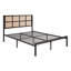 Grand lit plateforme en métal bronze foncé, charmante tête de lit en faux canne pour lit en métal moderne-422331815-422331814