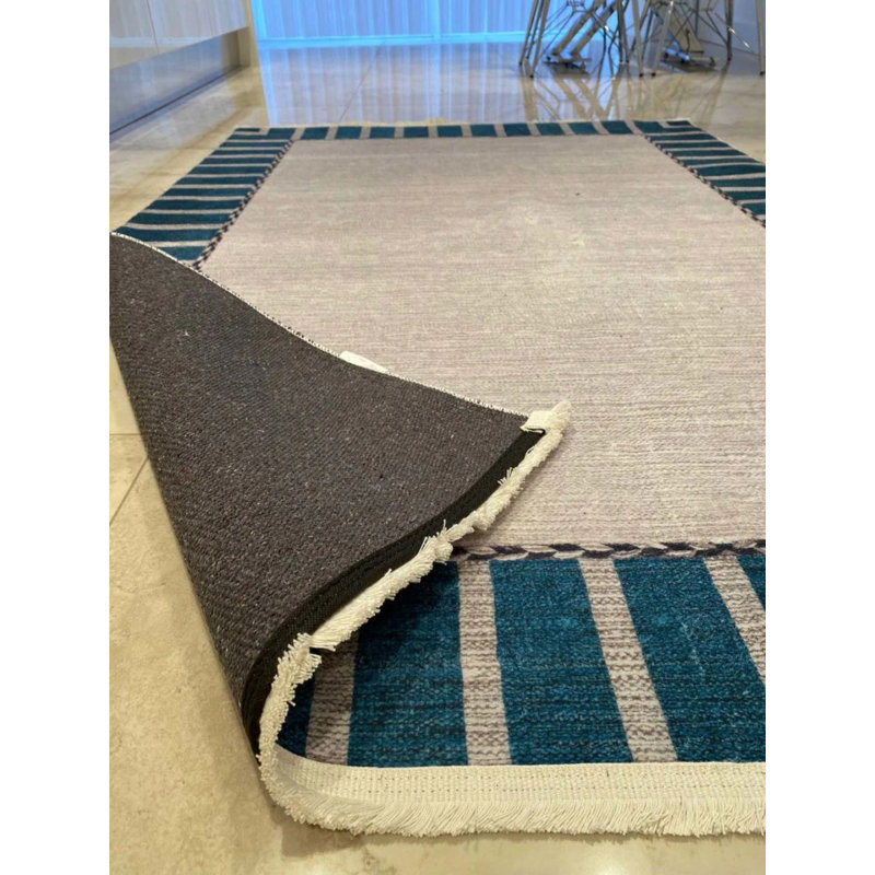 Tapis en coton avec envers antidérapant Lanney, Rectangle 5 pi 3 po x 14 pi 9 po