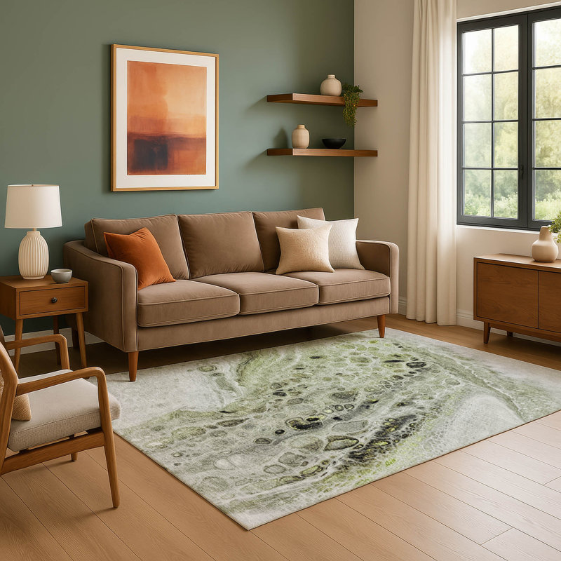 Premium Machine Washable Mayfield AMF1934 Abstract Rug, Rectangle 8' x 10'