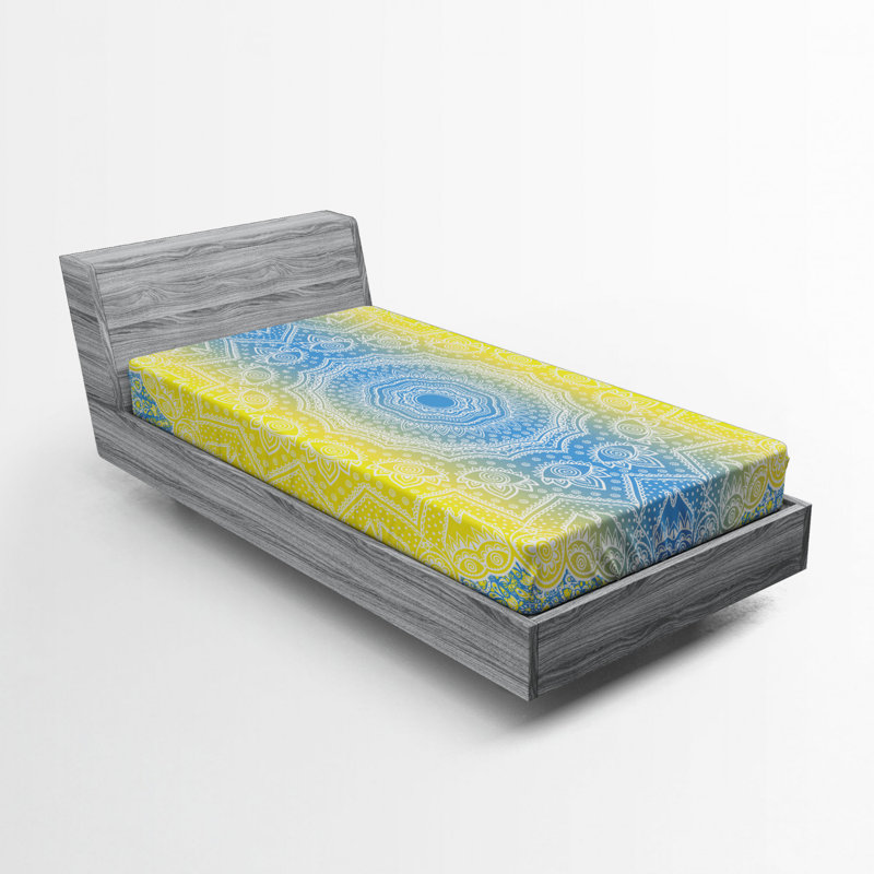 Microfiber Fitted Sheet, Twin XL Fitted Sheet, Yellow/Blue
