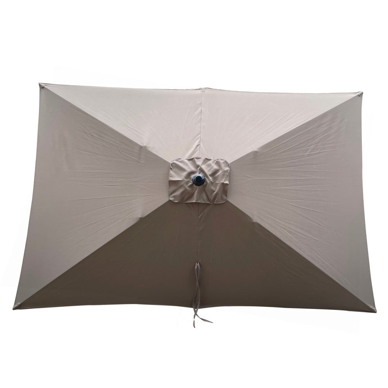 Parasol extérieur imperméable 6 x 9 pi avec manivelle et bouton poussoir inclinable sans rabat pour jardin, Champignon