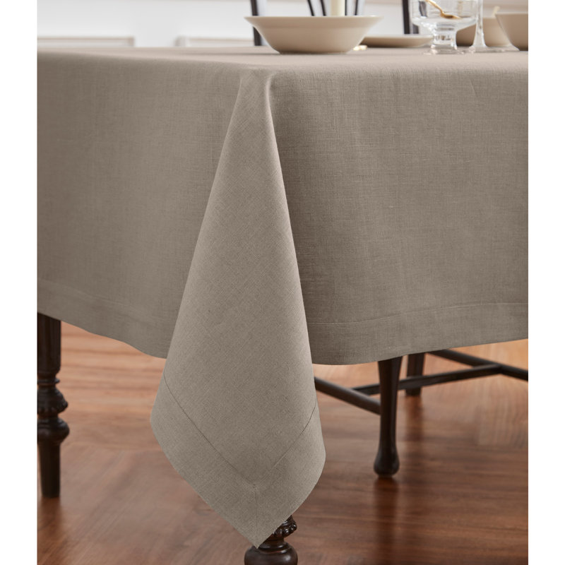 Diana - 100% Pure Linen Tablecloth, 108" L x 60" W, Natural, Solid Color