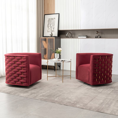Occie Velvet Swivel Barrel Chair