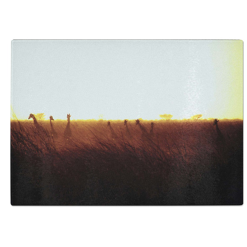Glass Giraffes At Sunset Chopping Board, 39 cm W x 28.5 cm L