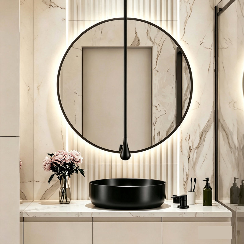 Robinet de lavabo de salle de bain de 63 po au plafond, robinet à poignée simple en laiton massif, Noir mat
