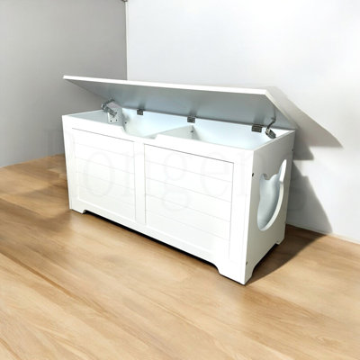 39.4" Top open Cat Litter Box Enclosure Furniture, Cat Washroom, Hidden Litter Box Cover, Cabinet for Cat, Dog Proof Cat Litter Boxes, Hideaway Litter Box, Cat House, White