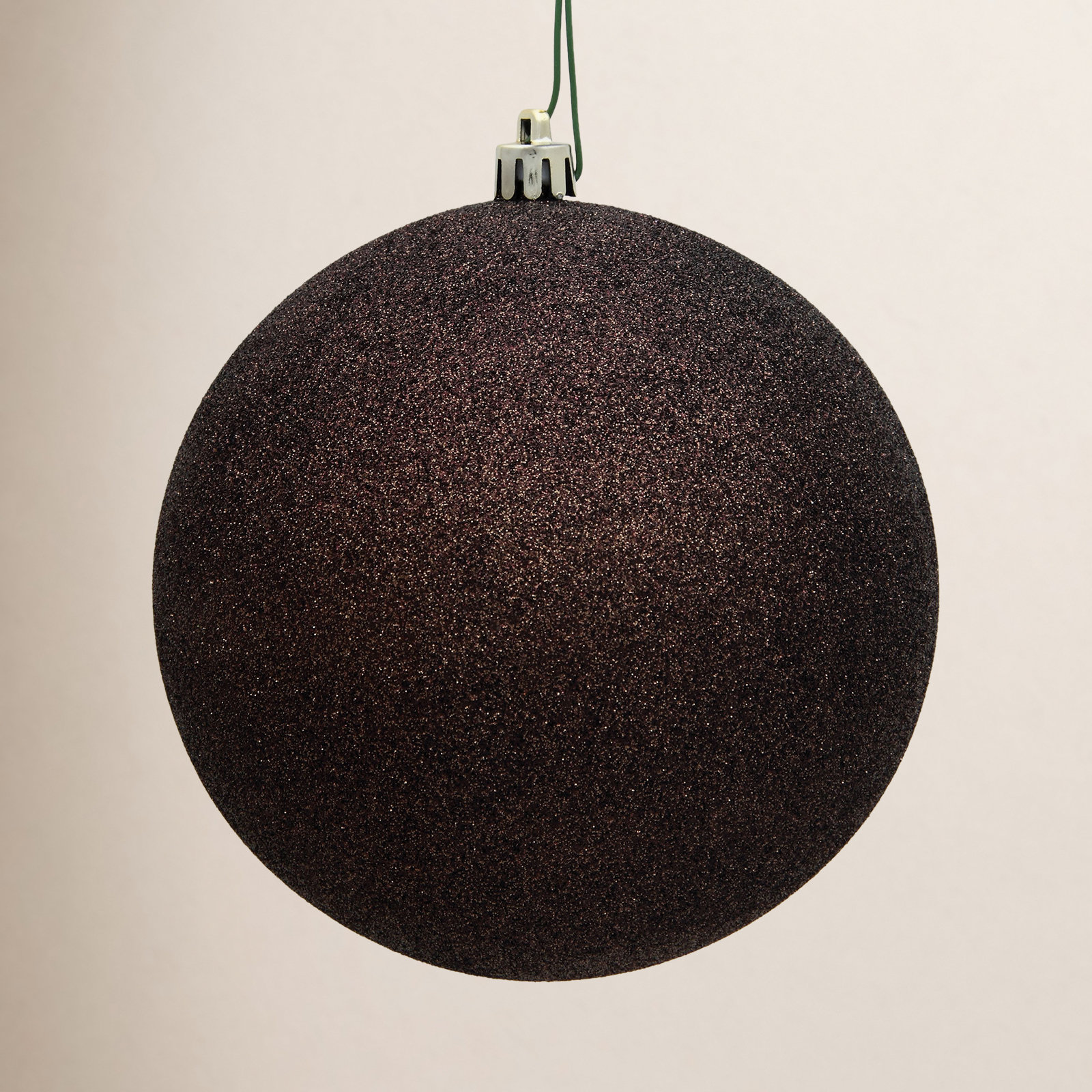 Shatterproof Bauble, 10" H x 10" W x 10" D, Chocolate Glitter