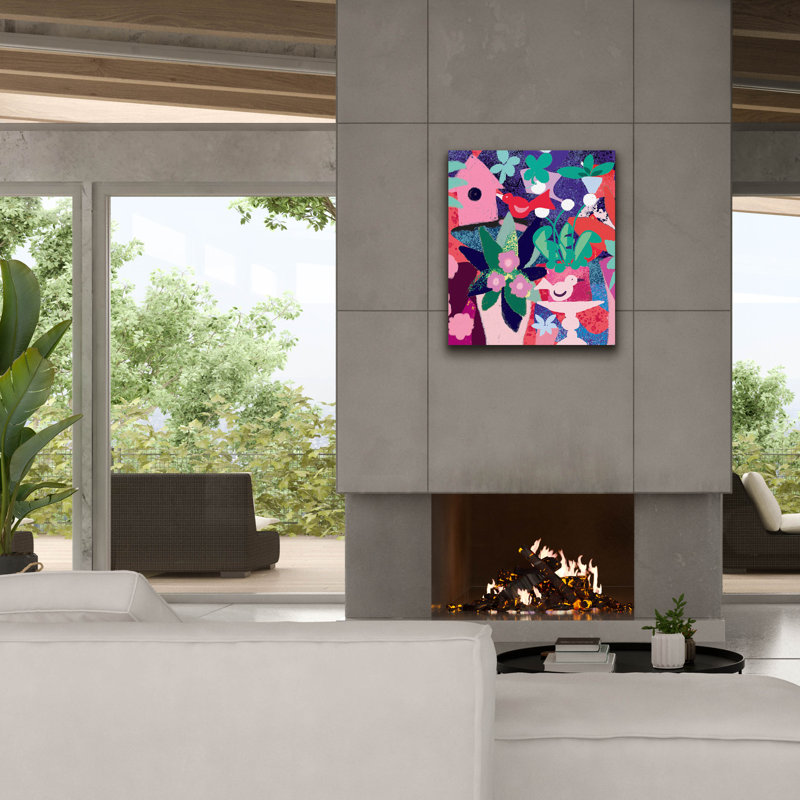«Birdhouse Collage» par Holly McGee, art mural sur toile, H 30 po x l 26 po x P 1,5 po