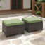 Ensemble de 2 repose-pieds d'extérieur en rotin tissé à la main avec coussins élastiques - Multifonctionnel pour la terrasse, le jardin et la cour-330269013