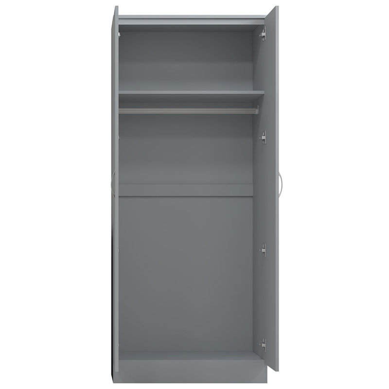 Marlesha 2 Door Manufactured Wood Wardrobe, Grey