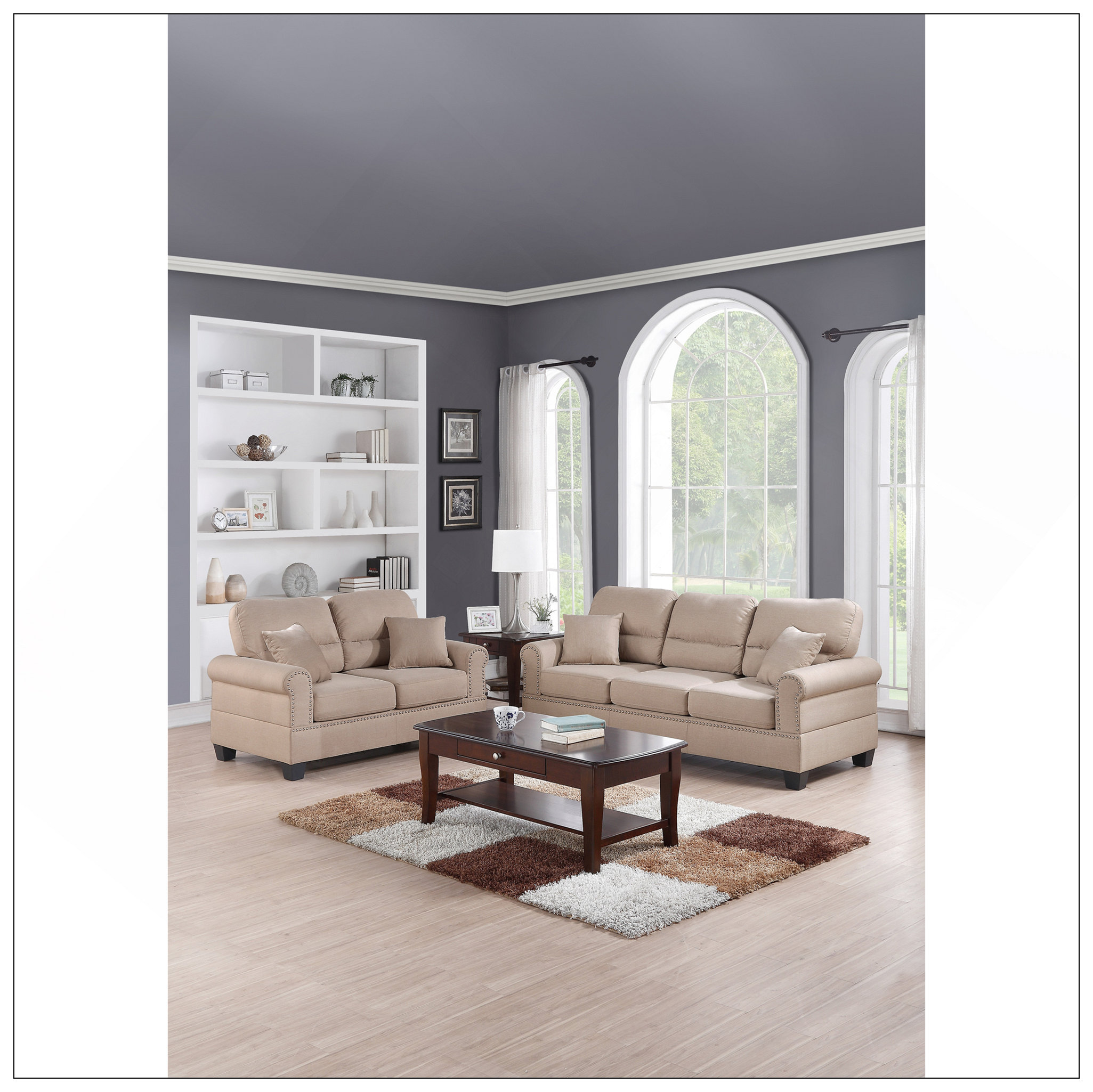 Red Barrel Studio Sand Polyfiber (Linen Like Fabric) 2Pc Sofa Set Sofa ...