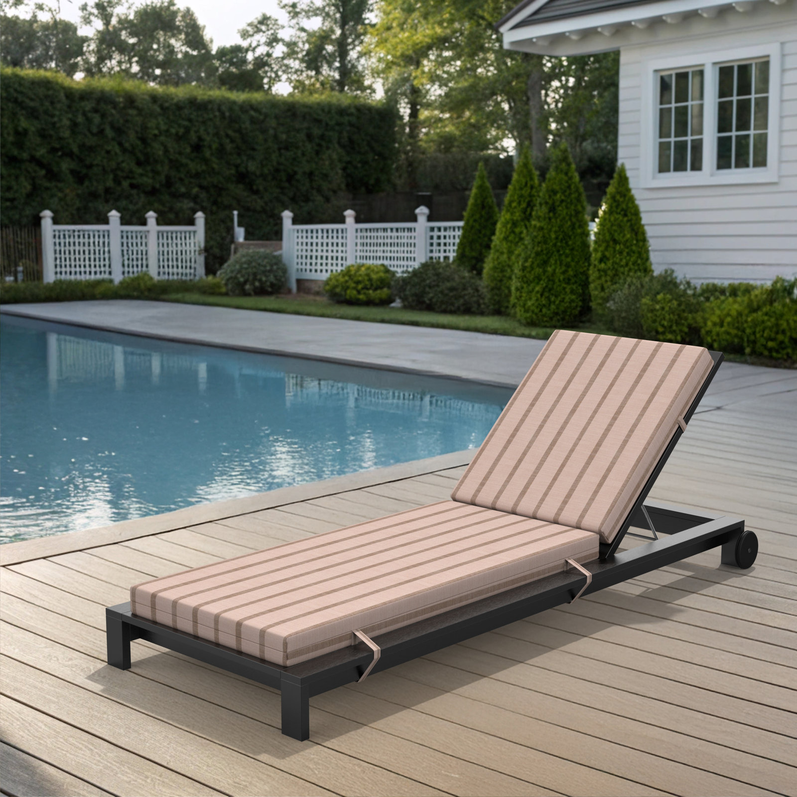 Lani Sunbrella Outdoor Chaise Lounge Cushion, 22.5" W x 47" D, Unwind Cameo