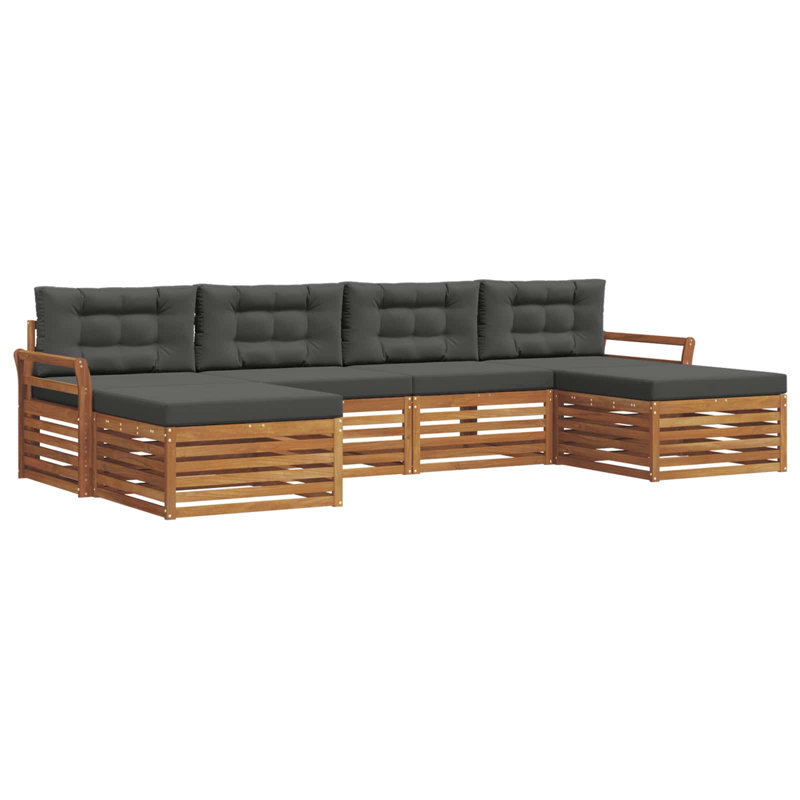  Ensemble de canapé 6 pièces en bois d'acacia naturel et anthracite massif