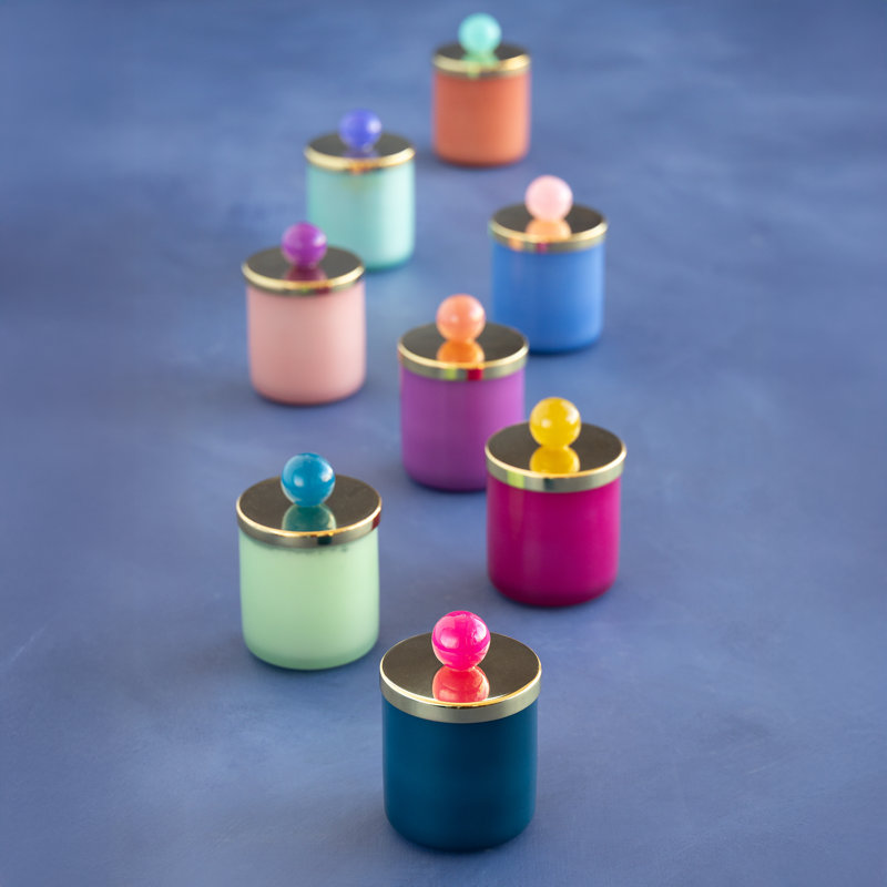Bougie, bougie parfumée, Bleu / or / mauve