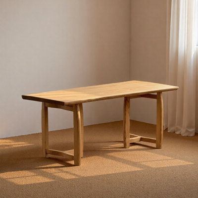 Natural solid wood dining table