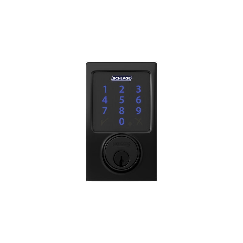 Schlage Connect Z-Wave Plus Smart Deadbolt with Century Trim, Matte Black, Yes