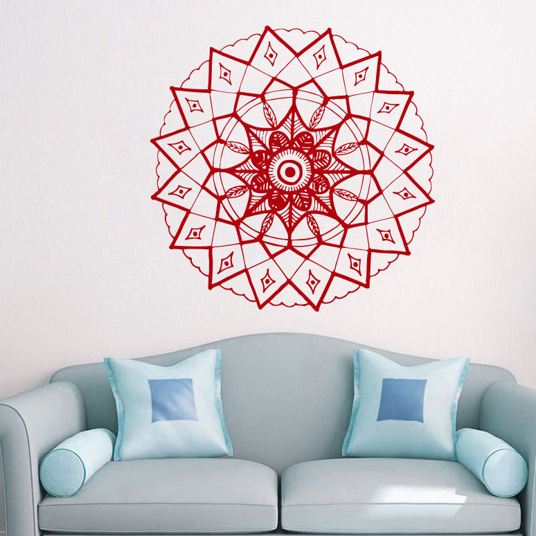 Adhésif décoratif mandala yoga, Rouge, H 20 po x l 22 po