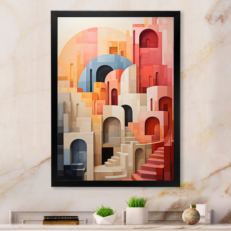 Ishya Constructivism Construit Horizons X sur impression sur toile, H 32 po x l 16 po x P 1 po, Cadre photo noir