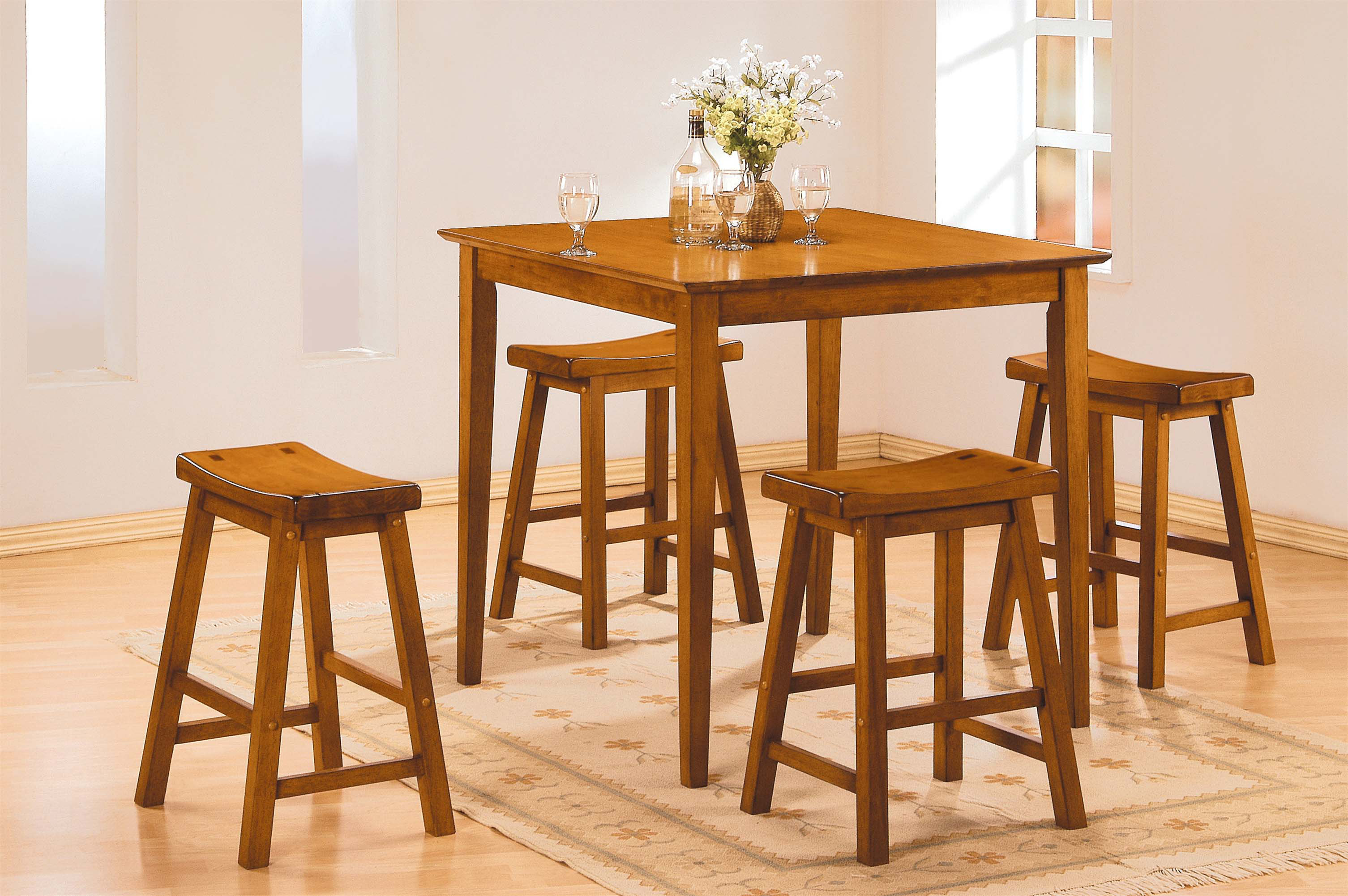 Lark Manor™ Casual Dining Bar Stools 2Pc Set Saddle Seat Solid Wood