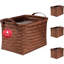 Ensemble de 4 paniers de rangement tissés bruns avec poignées en cuir, plastique recyclé imperméable, organisateurs polyvalents