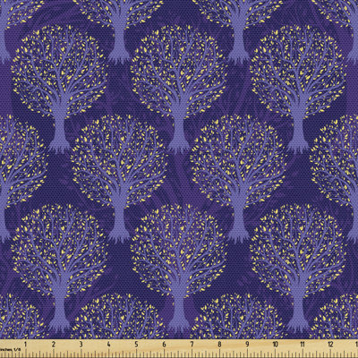 Panek Mystic Forest at Night Yellow Leaves Fabric