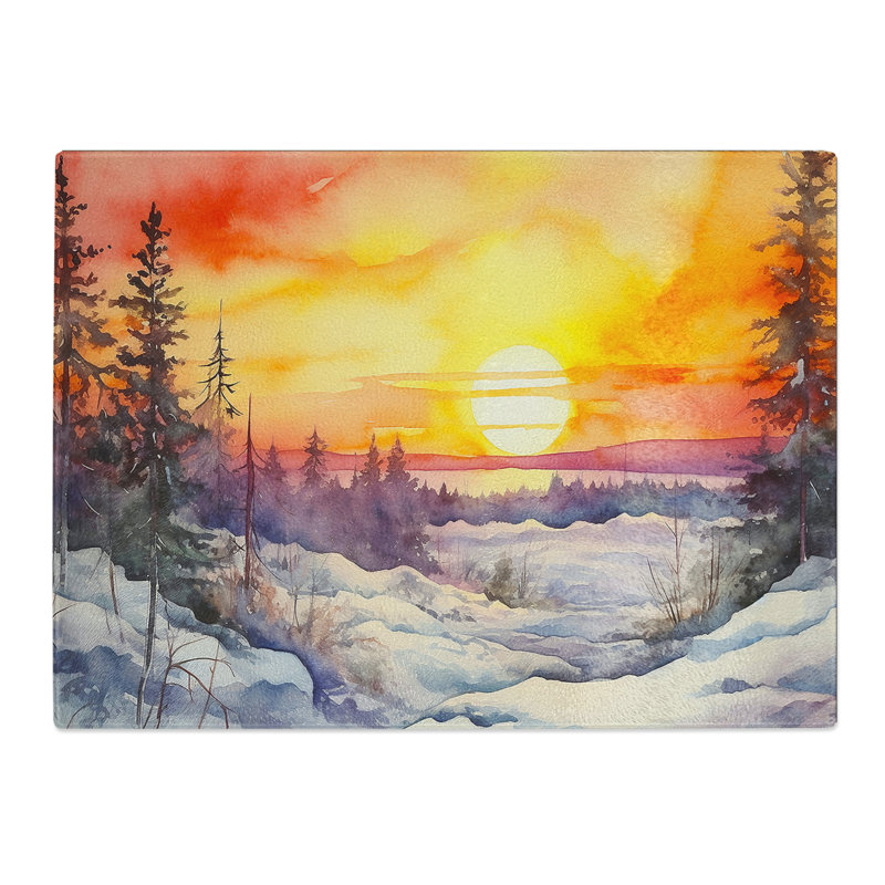 Sunrise Watercolour  Glass Chopping Board
