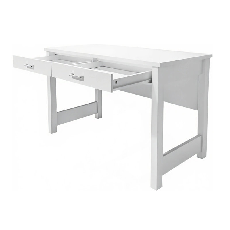Bureau d'ordinateur robuste en bois avec tiroirs et fini lustré