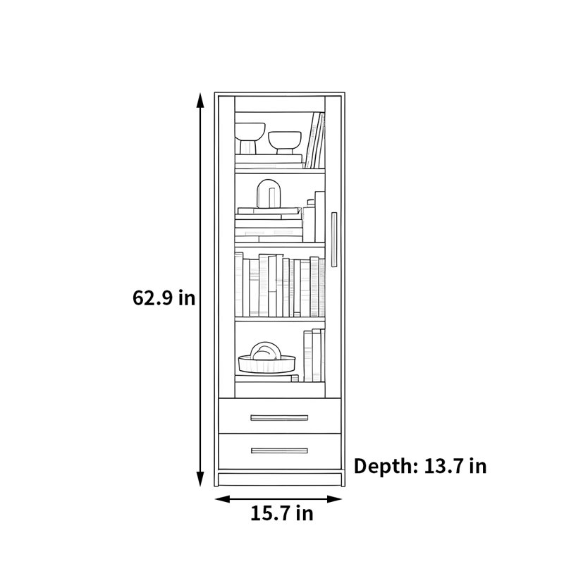 Memmott, (4 Shelves) 62.9"H x 15.7"W x 13.7"D