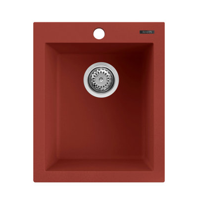 Ruvati 16 x 20 inch epiGranite Drop-in Topmount Granite Composite Quartz Single Bowl Wet Bar Prep Sink - Berry Red -