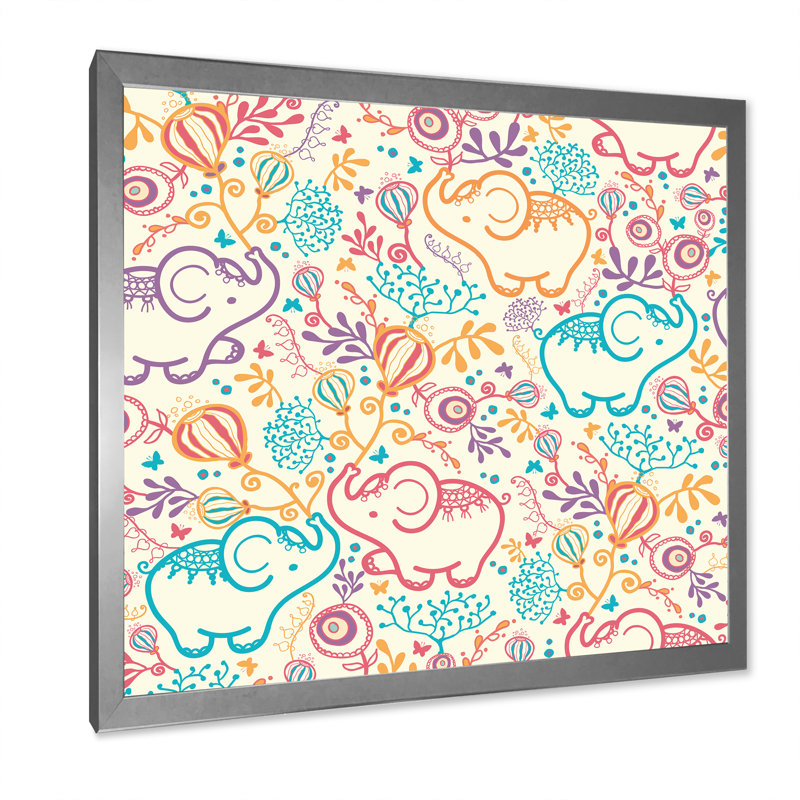 Éléphants - reproduction sur toile, H 16 po x l 16 po x P 1 po, Cadre photo argenté