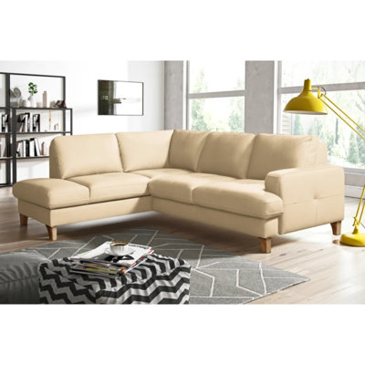 Damar Leather Corner Sofa with Sleeping Function and Storage