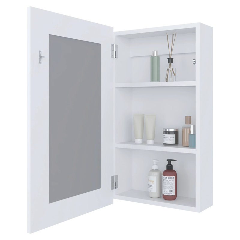 Armoire à pharmacie blanche avec miroir et grande capacité de rangement murale pour la salle de bain Trois espaces intérieurs polyvalents
