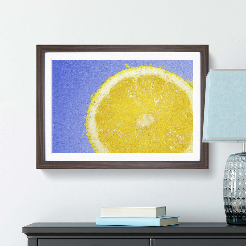 Lemon Slice - Picture Frame Painting Print, 48cm H x 65cm W x 2cm D, Walnut Framed