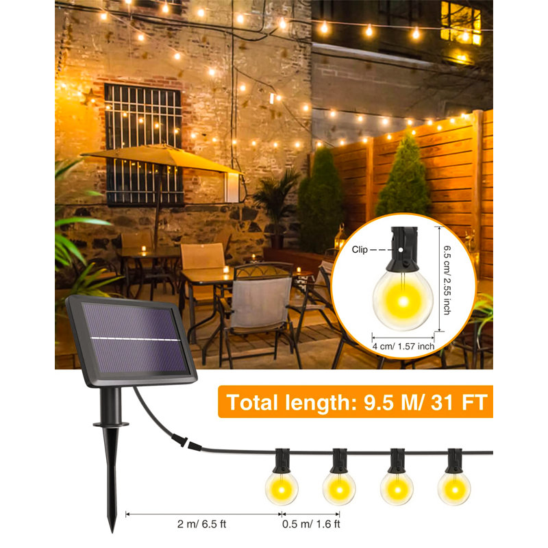 Ambarisha 950cm Solar Powered 16 - Bulb Festoon Lights String Light