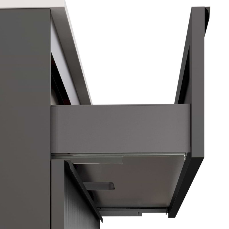 Astor 42" Single Vanity With Integrated White Solid Surfacetop, Black, 30"