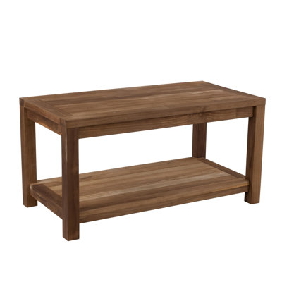 RRI Goods Teak Wood Coffee Table with Storage - Teak Oil Finished Indoor & Outdoor Furniture for Deck, Porch, Balcony, Living Room, Bedroom & Backyard (36"D x 18"W x 18"H)