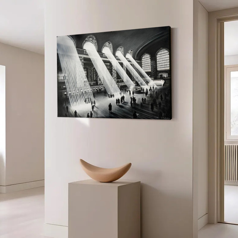 Central Terminal New York poster Black and White Vintage Cityscape, 16x24inch