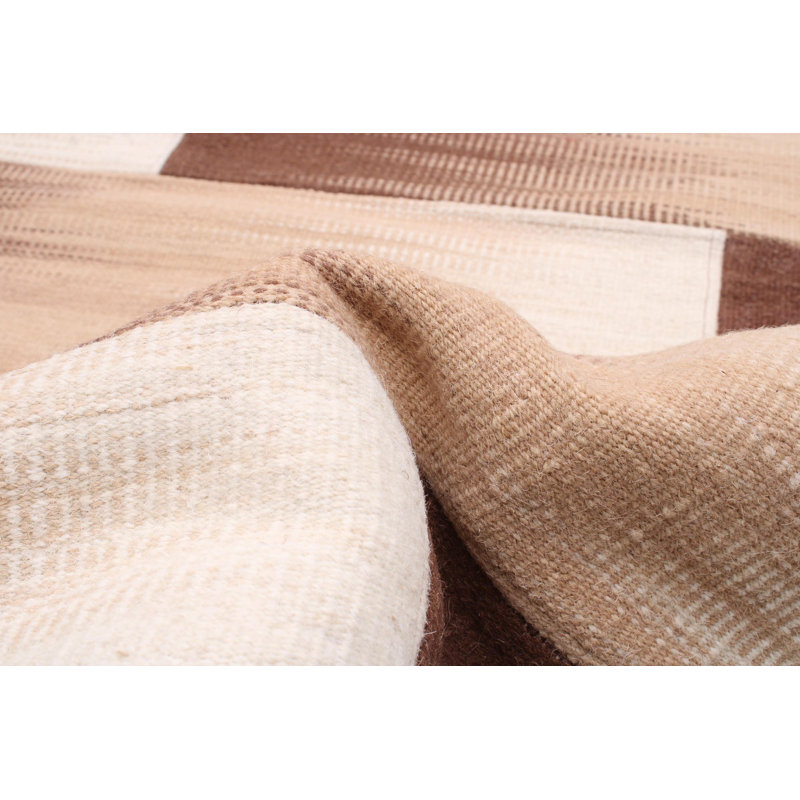Repose-pieds Yama Patchwork brun clair Kilim 5 pi 1 po x 7 pi 6 po