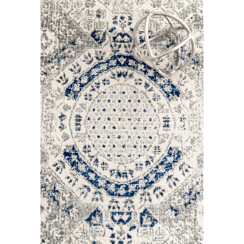 Tapis bleu performance Kristine, Rectangle 5 pi x 7 pi 5 po