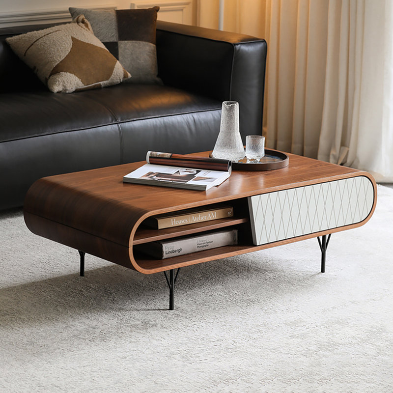 Table basse rétro en noyer noir