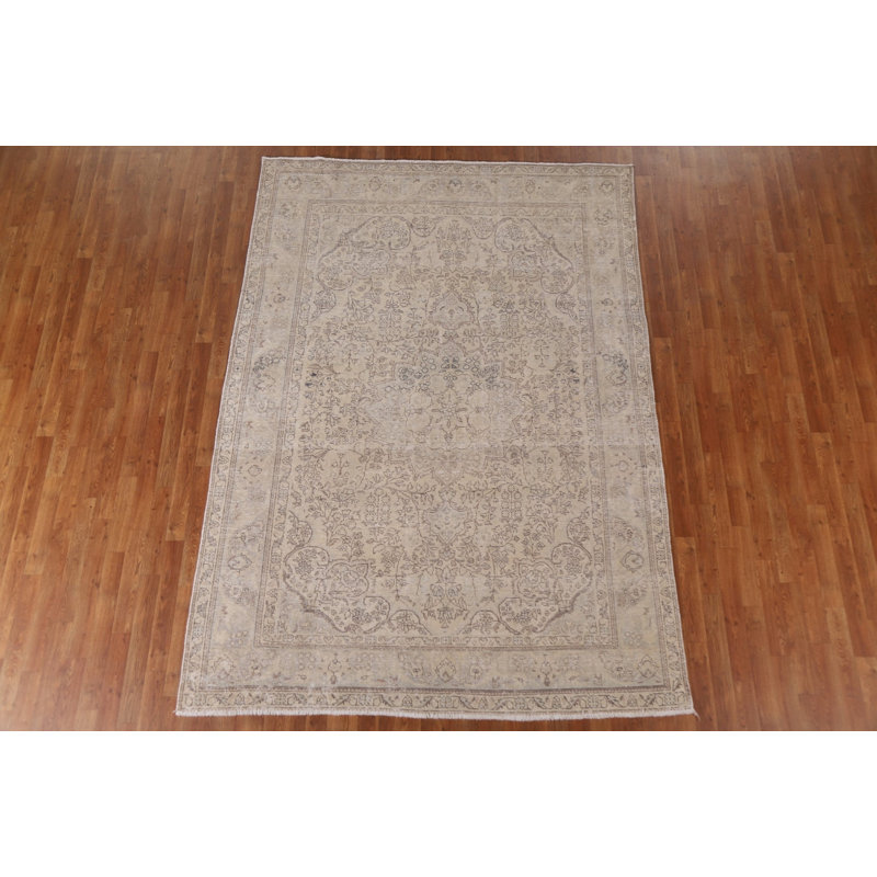 Tapis persan Tabriz patiné délavé à la main 6 x 9