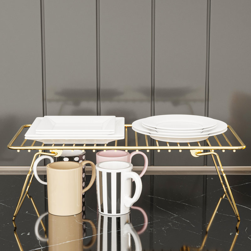 Support de rangement pour armoires de cuisine en métal doré antirouille