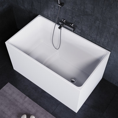 Baignoire rectangulaire autoportante en acrylique de 47,25 po x 27,6 po avec siège intégré, grande capacité pour les petits espaces et le trempage profond
